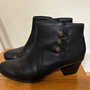 Clarks Black Ankle Boots with Button Detail